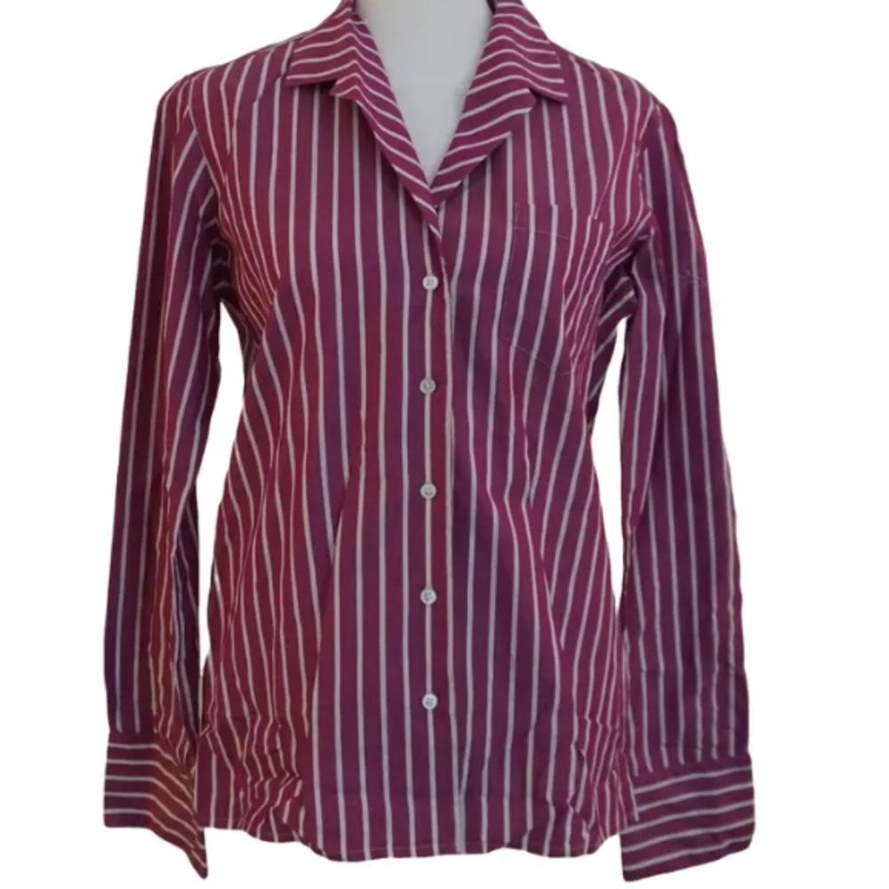 Talbots Striped Purple/Red and White Blouse